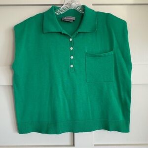 Anthropologie Collared Polo Muscle Sweater Crop Sleeveless Green Women’s Large